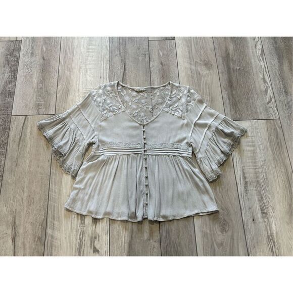 POL gray, shabby chic blouse, size S - Picture 1 of 11